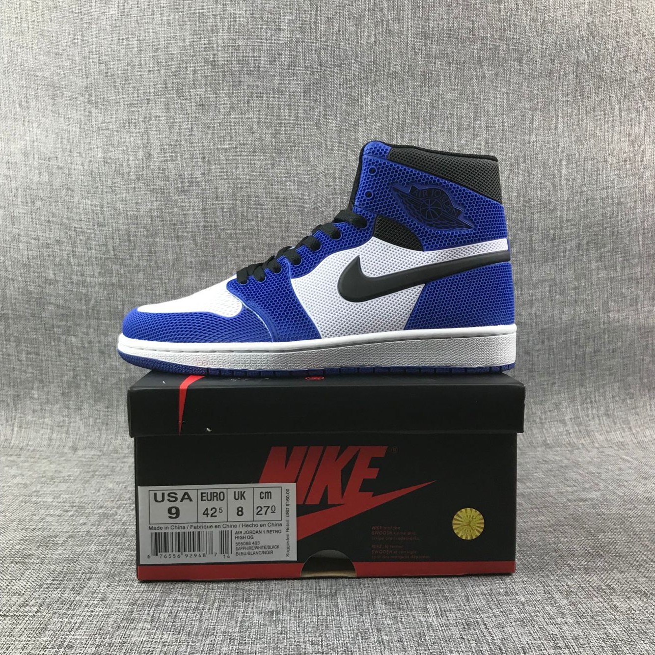 New Air Jordan 1 Drop Plastic Blue Black White Shoes